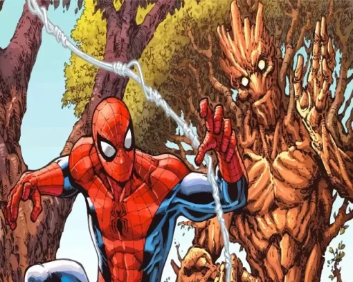 Groot And Spider Man Heroes Diamond Painting