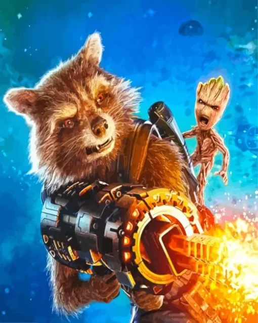 Groot Rocket Racoon Marvel Diamond Painting