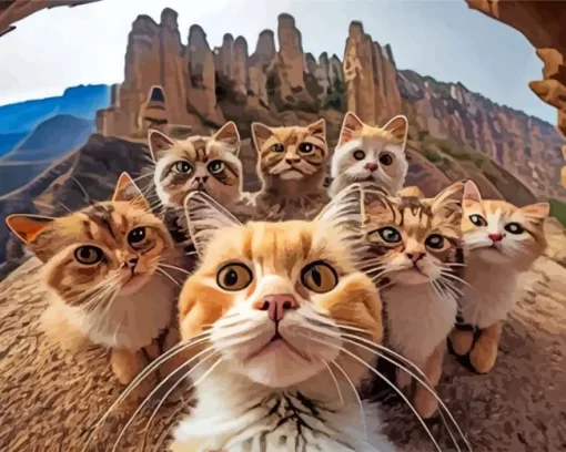 Group Cats Selfie Diamond Painting