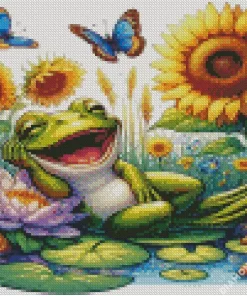 Happy Frog With Butterfly Diamond Painting