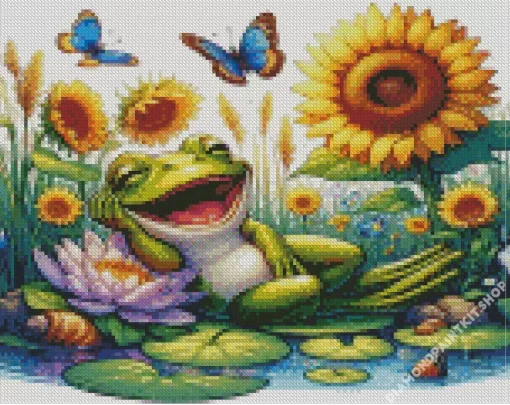 Happy Frog With Butterfly Diamond Painting