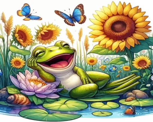 Happy Frog With Butterfly Diamond Painting