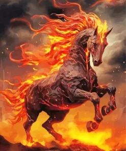 Magic Lava Fire Horse Diamond Painting