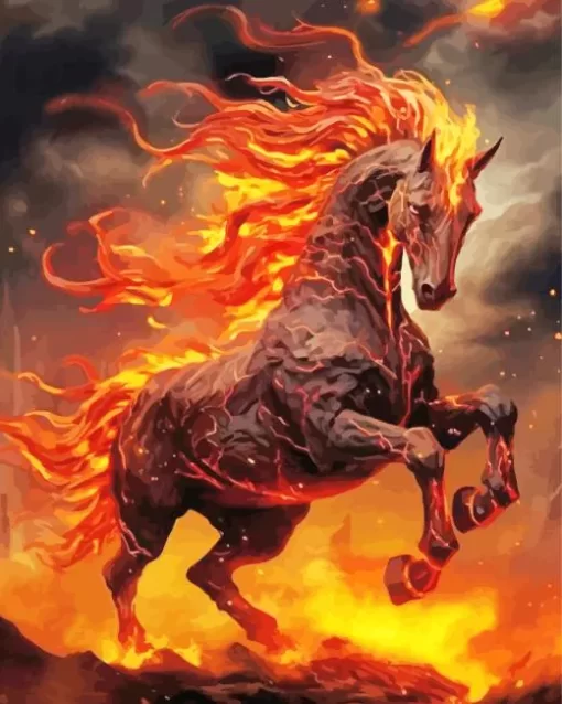 Magic Lava Fire Horse Diamond Painting