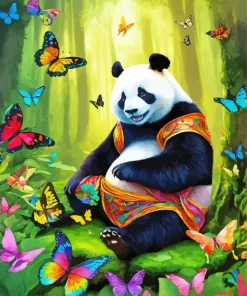 Panda And Butterflies Diamond Painting