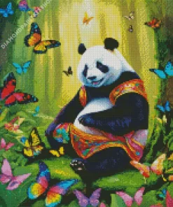 Panda And Butterflies Diamond Painting