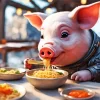 Pig Eating Spaghetti Diamond Painting