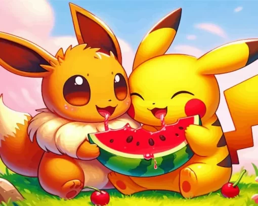 Pikachu And Eevee Diamond Painting