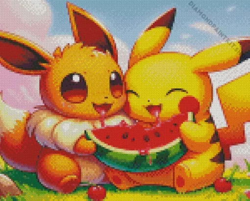 Pikachu And Eevee Diamond Painting