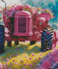 Pink Tractor Diamond Painting