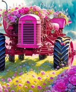 Pink Tractor Diamond Painting