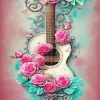 Pinky Floral Guitar Diamond Painting