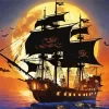 Pirate Ship Silhouette Diamond Painting