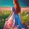 Redhead Lady And Flowers Diamond Painting