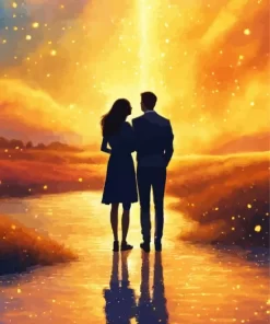 Romantic Galaxy Silhouette Couple Diamond Painting