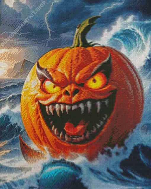 Scary Evil Pumpkin Art Diamond Painting