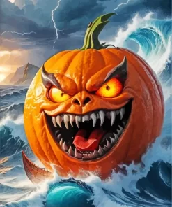 Scary Evil Pumpkin Art Diamond Painting