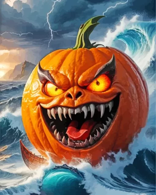 Scary Evil Pumpkin Art Diamond Painting