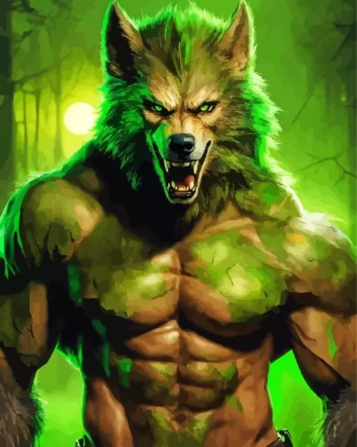 Scary Green Werewolf Diamond Painting