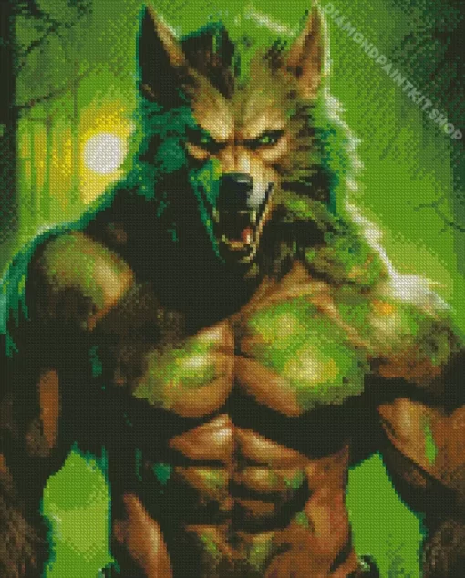 Scary Green Werewolf Diamond Painting