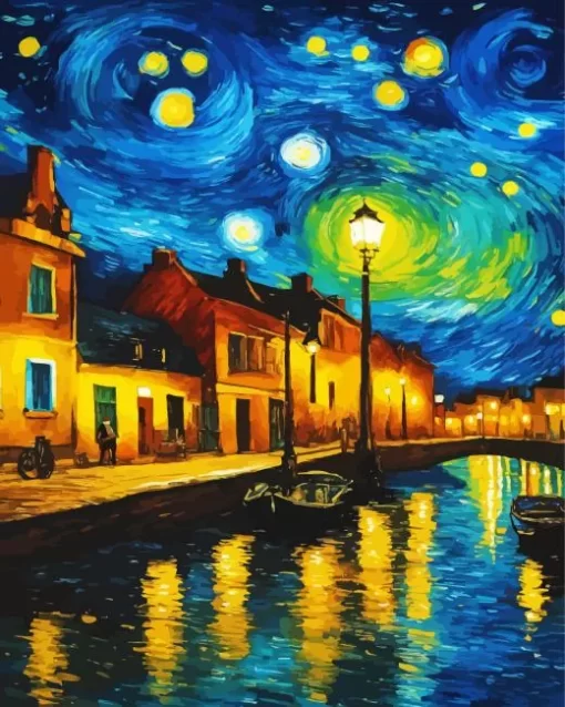 Starry Night City Van Gogh Diamond Painting