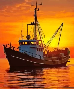 Sunset Boat Diamond Painting