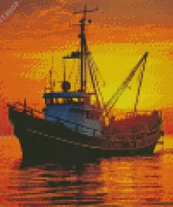 Sunset Boat Diamond Painting