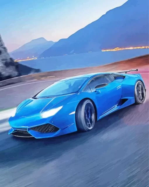 Super Blue Car Diamond Painting