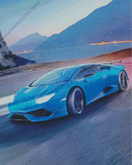 Super Blue Car Diamond Painting