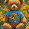 Yellow Flowers And Teddy Bear Diamond Painting