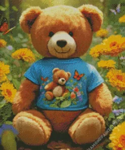 Yellow Flowers And Teddy Bear Diamond Painting