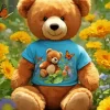 Yellow Flowers And Teddy Bear Diamond Painting