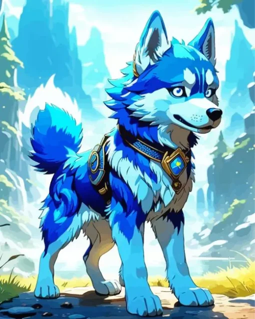 Anime Blue Husky Diamond Painting