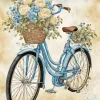 Blue Bike And Flowers Basket Diamond Painting