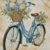 Blue Bike And Flowers Basket Diamond Painting