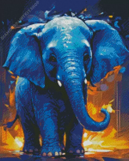 Blue Elephant Diamond Painting