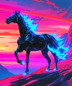 Blue Fire Horse Diamond Painting