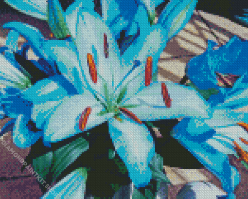 Blue Lilies Diamond Painting