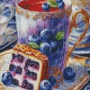 Blueberry Cake And Tea Diamond Painting