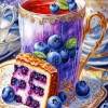 Blueberry Cake And Tea Diamond Painting