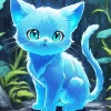 Cartoon Baby Blue Cat Diamond Painting