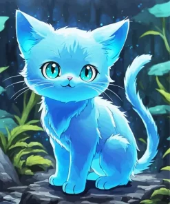 Cartoon Baby Blue Cat Diamond Painting