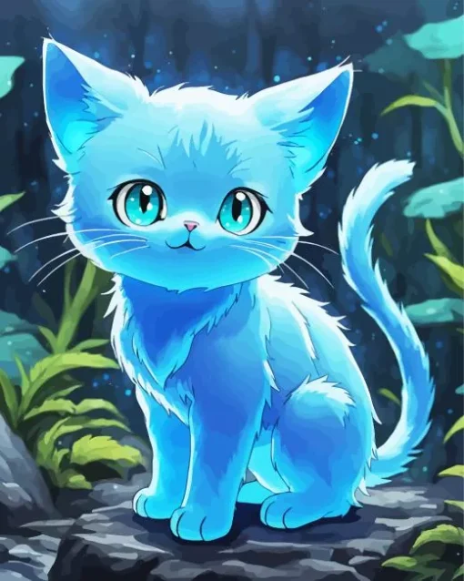 Cartoon Baby Blue Cat Diamond Painting