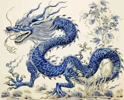 Chinese Blue Dragon Diamond Painting