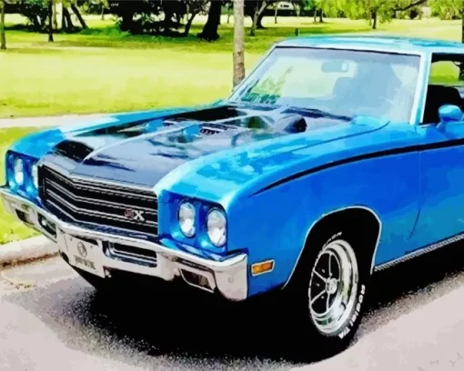 Classic Blue Buick Skylark Diamond Painting