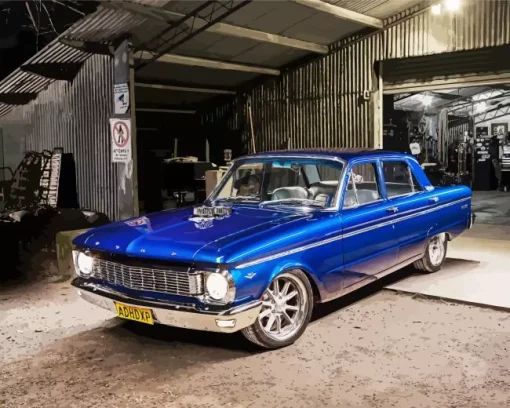 Dark Blue Ford Falcon Diamond Painting