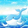 Easy Blue Whale In The Ocean Diamond Painting