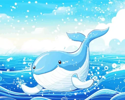 Easy Blue Whale In The Ocean Diamond Painting