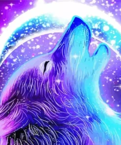 Fantasy Blue And Purple Wolf Diamond Painting