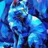 Geometric Blue Cat Art Diamond Painting